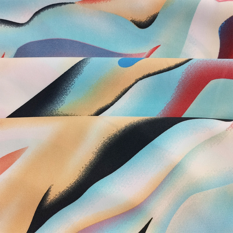 TIME-15-2-1 150CM Bredde Letvægts 110GSM 4-vejs Stretch Print Mønster Polyester Stof