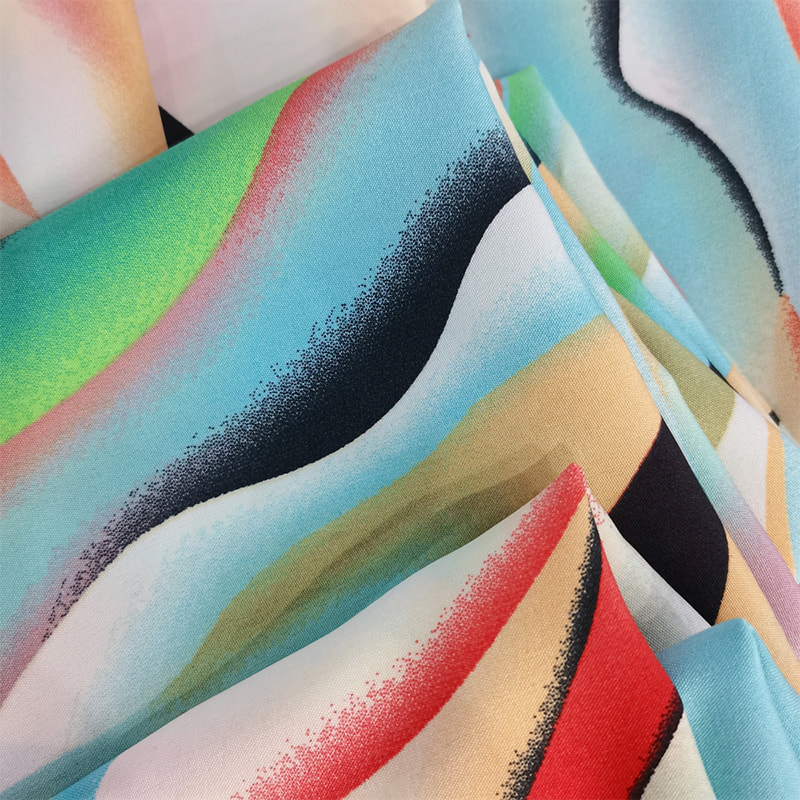 TIME-15-2-1 150CM Bredde Letvægts 110GSM 4-vejs Stretch Print Mønster Polyester Stof
